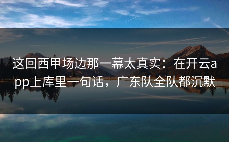 这回西甲场边那一幕太真实：在开云app上库里一句话，广东队全队都沉默