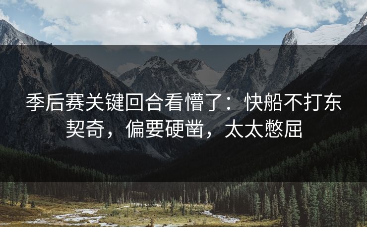季后赛关键回合看懵了：快船不打东契奇，偏要硬凿，太太憋屈